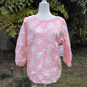 NWT Ana & Rose Pink Embroidered Top Size Snall